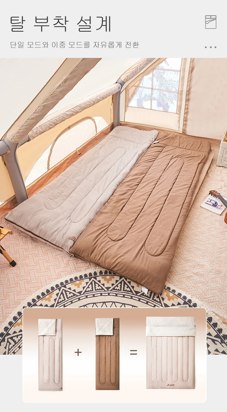 BISINNA 2-Personen-Camping-Schlafsack, tragbar, abnehmbarer Schlafsack für Reisen, Outdoor, Wandern – Detail 4