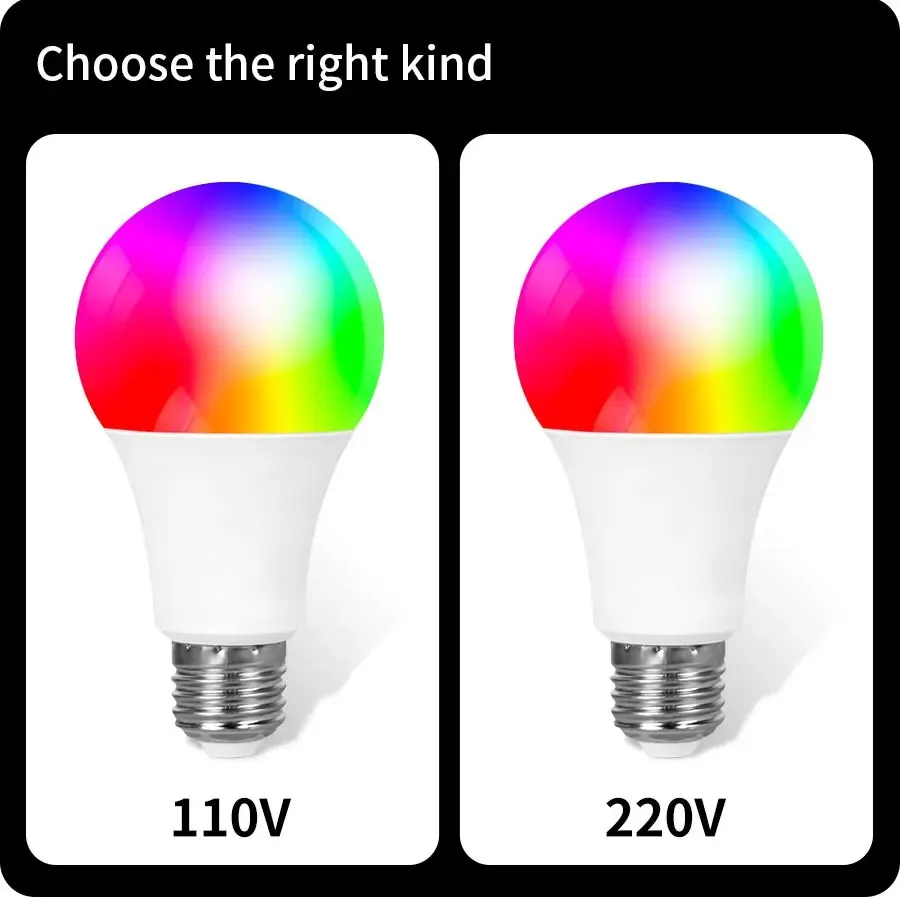 AmmToo Tuya Bluetooth Smart LED Light Bulb E27 RGB 110V 220V Smart Lamps for Bedroom Decoration Party Lighting Smart Life APP