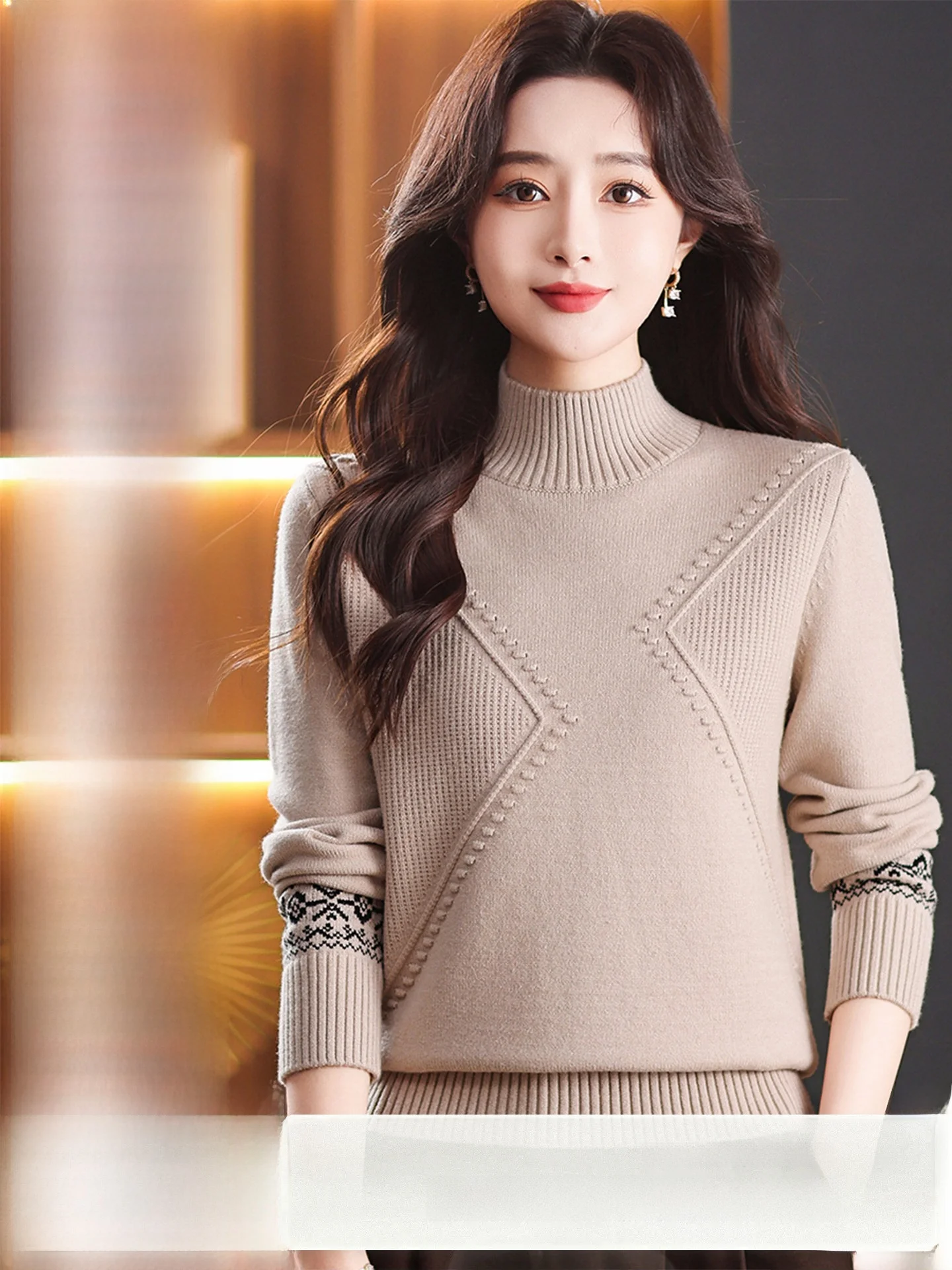 

Snow Flng 25th Anniversary Women's Casual Knitwear f High Collar Loose Fit Faion Color Blo Outerwear Inner Match