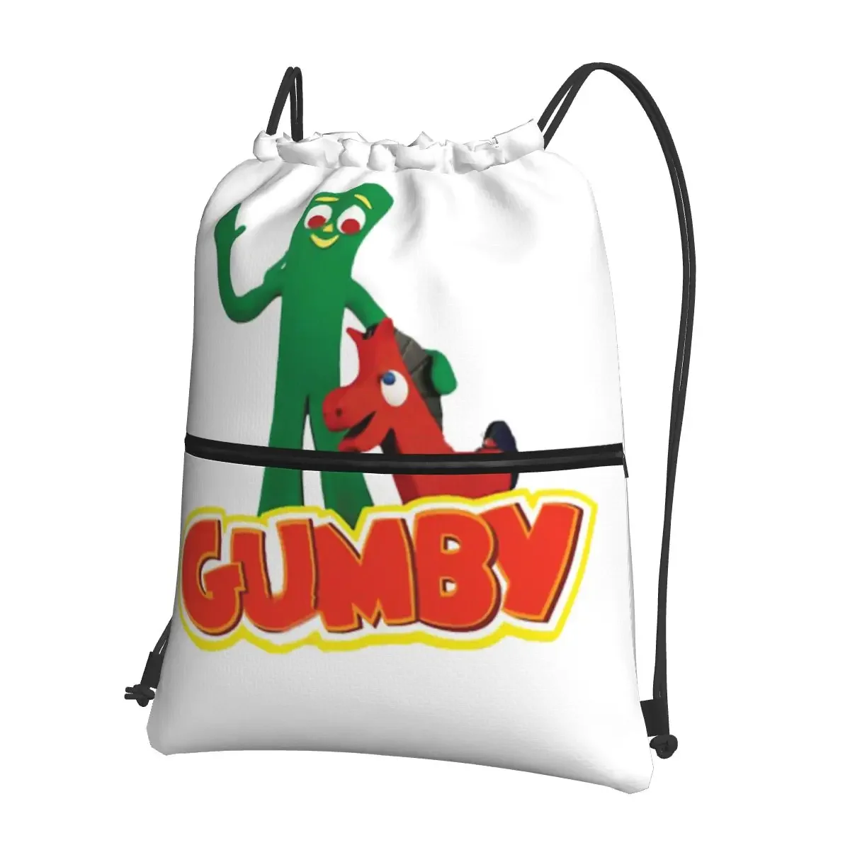 Art Gumby And Pokey Lover Gifts Portable Backpacks Drawstring Bag Drawstring Bundle Pocket Book Bags For Travel Sport Man Woman