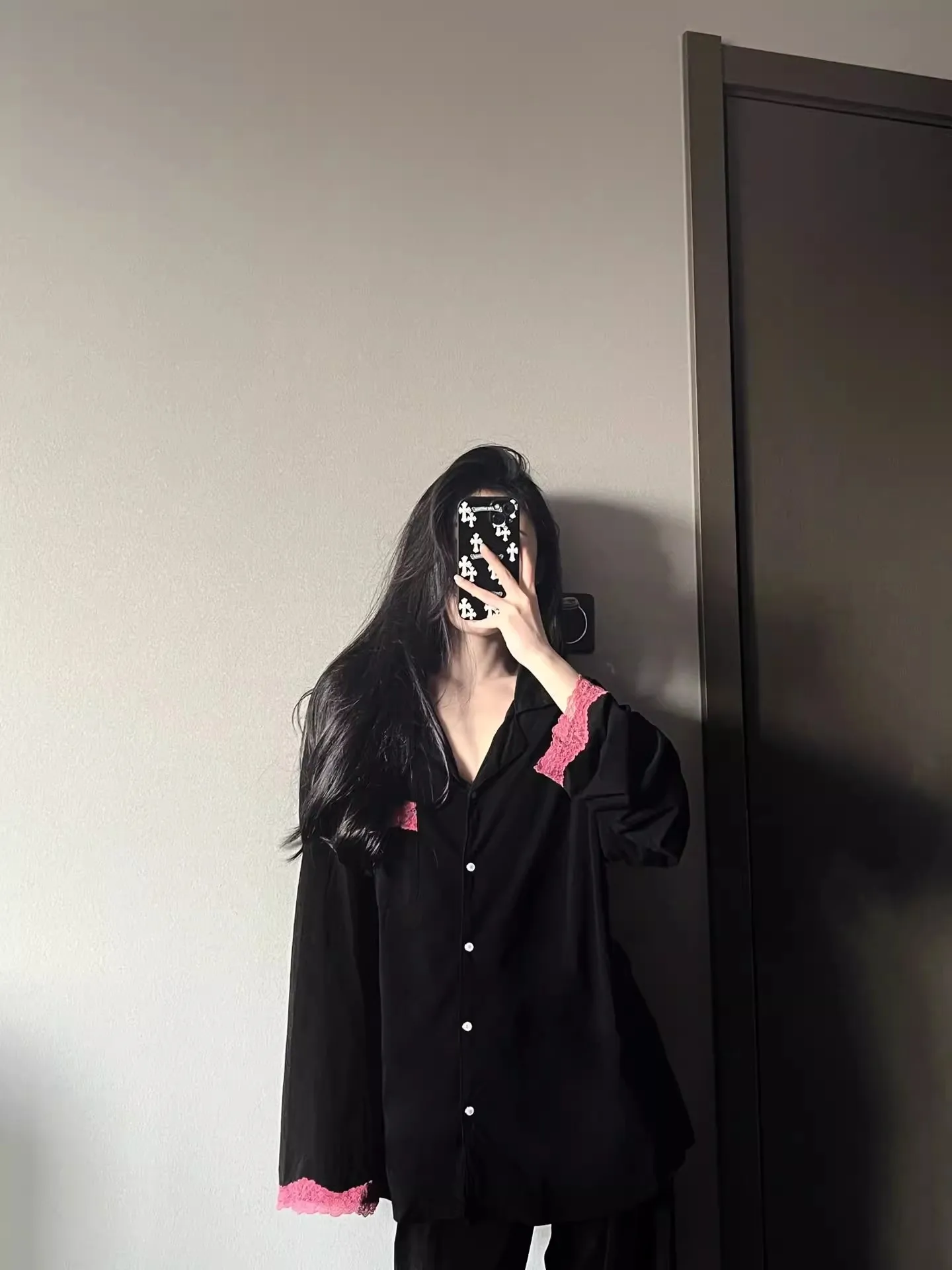 

Корейский Sle Long Sve Spwear, женский весенне-осенний комплект больших размеров с кружевной отделкой, домашняя одежда, комплект с длинными брюками Pure Desire