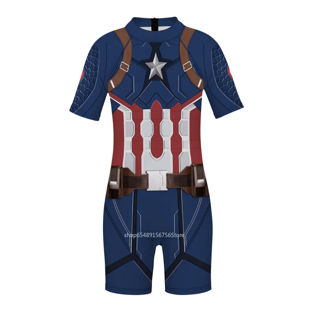 Baby Swimsuit Hats Sets Spiderman Iron Man Boys Girls Swimwear Captain America Swimwear Kids Beach Bathsuit Halloween Gift