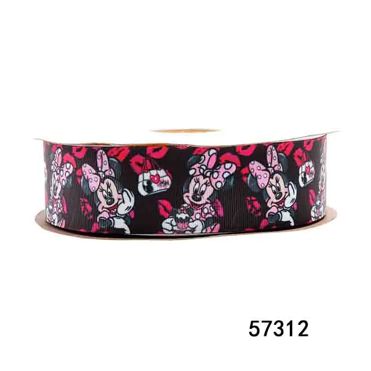 10Yards Disney Ribbon Printed Minnie Mouse Stitch Character Grosgrain Ribbon for Valentines Day Crafts Wedding Gift Packing