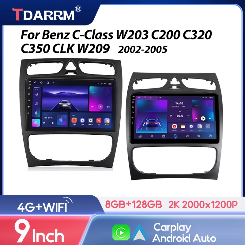 

Android 13 Car Radio for Mercedes Benz C-Class W209 CLK W203 2002 2003 2004 2005 Multimedia Stereo Video Player GPS Carplay DSP