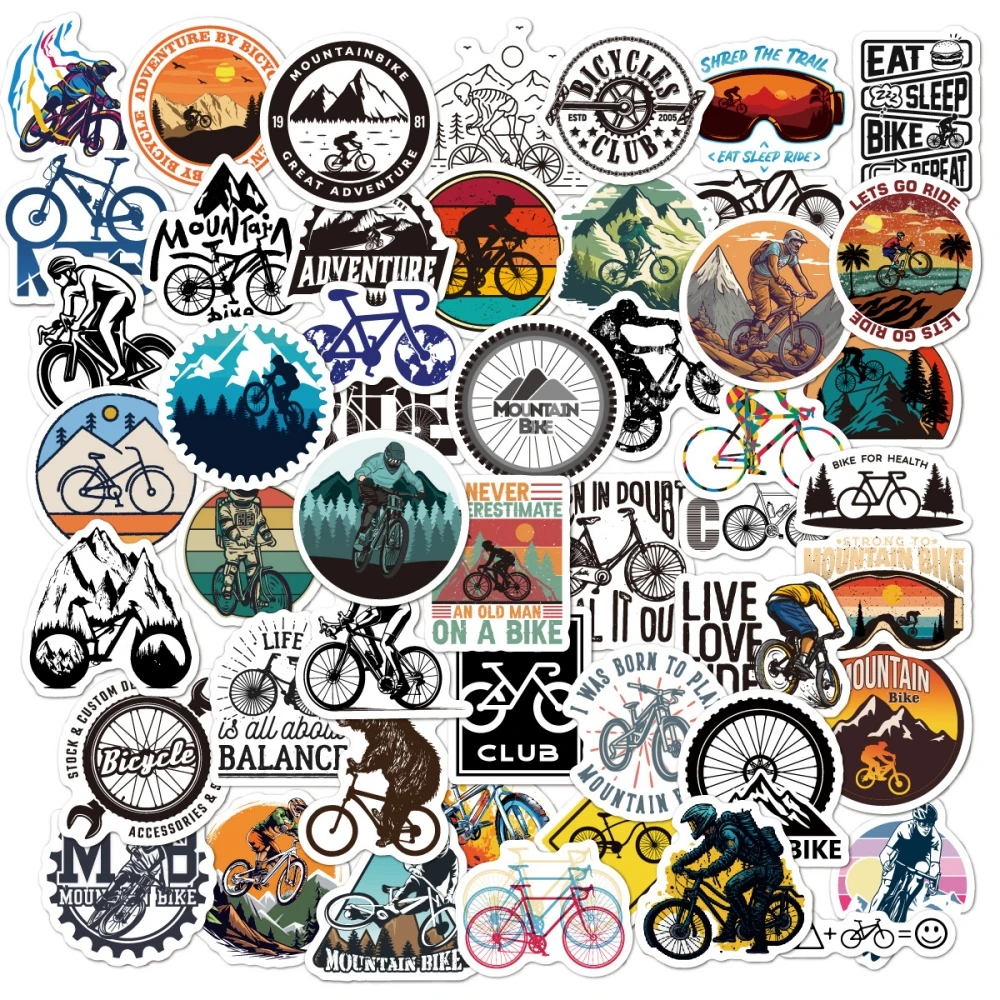 

Mountain Bike Stickers 50Pcs Bicycle Waterproof Vinyl Stickers for Car Laptop Water Bottle Pad Luggage Computer Skateboard Decal