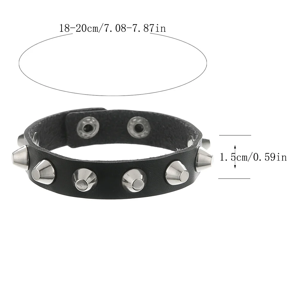 Harajuku Punk Short Rivet Wrap Bracelet For Women Men Hip Hop Gothic Vintage Black Red PU Leather Bracelet Jewelry