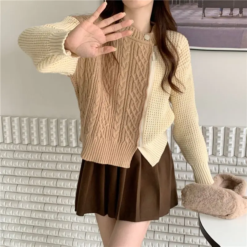 Irregular Sweater with for Women, Long Sleeve,Knitting Tops, O-neck,Knitwear, Ladies Trend, All-match, Autumn and Winter Fashion