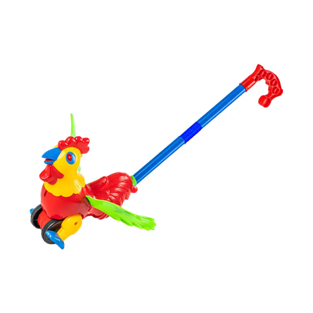 

Baby Pushing Cart Handheld Cartoon Rooster Design Push Pull Learning Walker Early Educational Plaything Toddler Walker