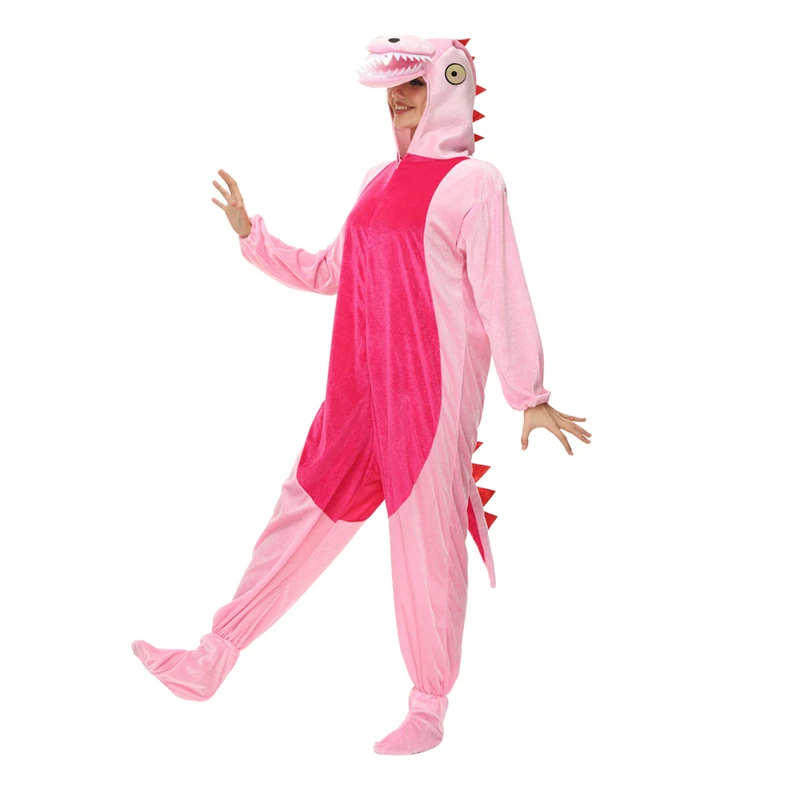 New Cartoon Cute Animal Adult Jumpsuit Set Cosplay Pink Patchwork Dinosaur Stage Performance Suit Jumpsuit For Women