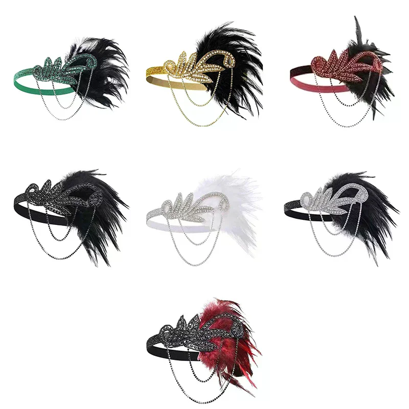 

Аксессуары для платья 1920-х годов, реквизит для вечеринки в стиле ретро, повязка на голову для свадьбы, головной убор с кисточками и стразами для девочек