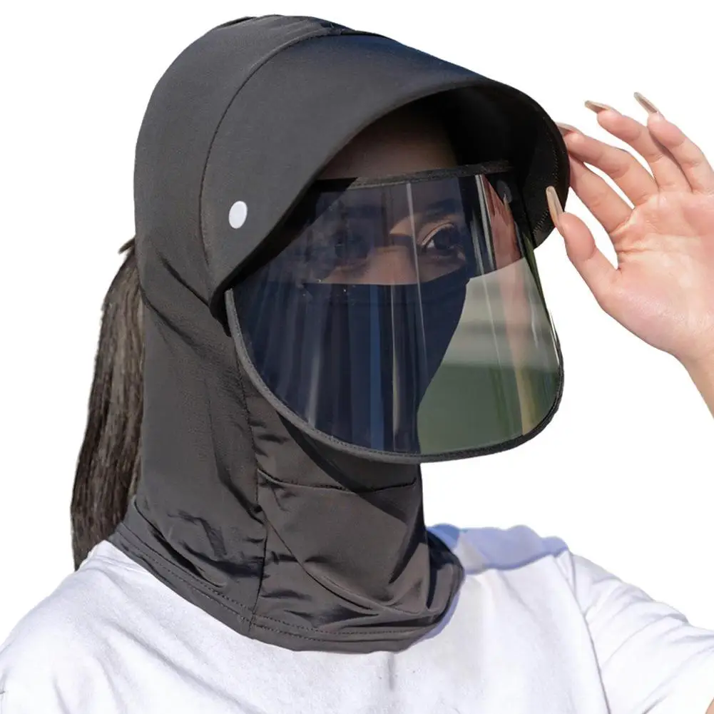 Summer Sunscreen Women Face Cover Hat Detachable Mask Outdoor Worker Neck Protection Sunshade Visors Cycling Anti-UV Cap