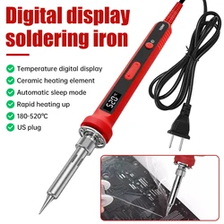 100W 110/220V EU/US Digital Temperature Adjustable Welding Tool Electric Soldering Iron Electric Welding Pen Home Repair Tool