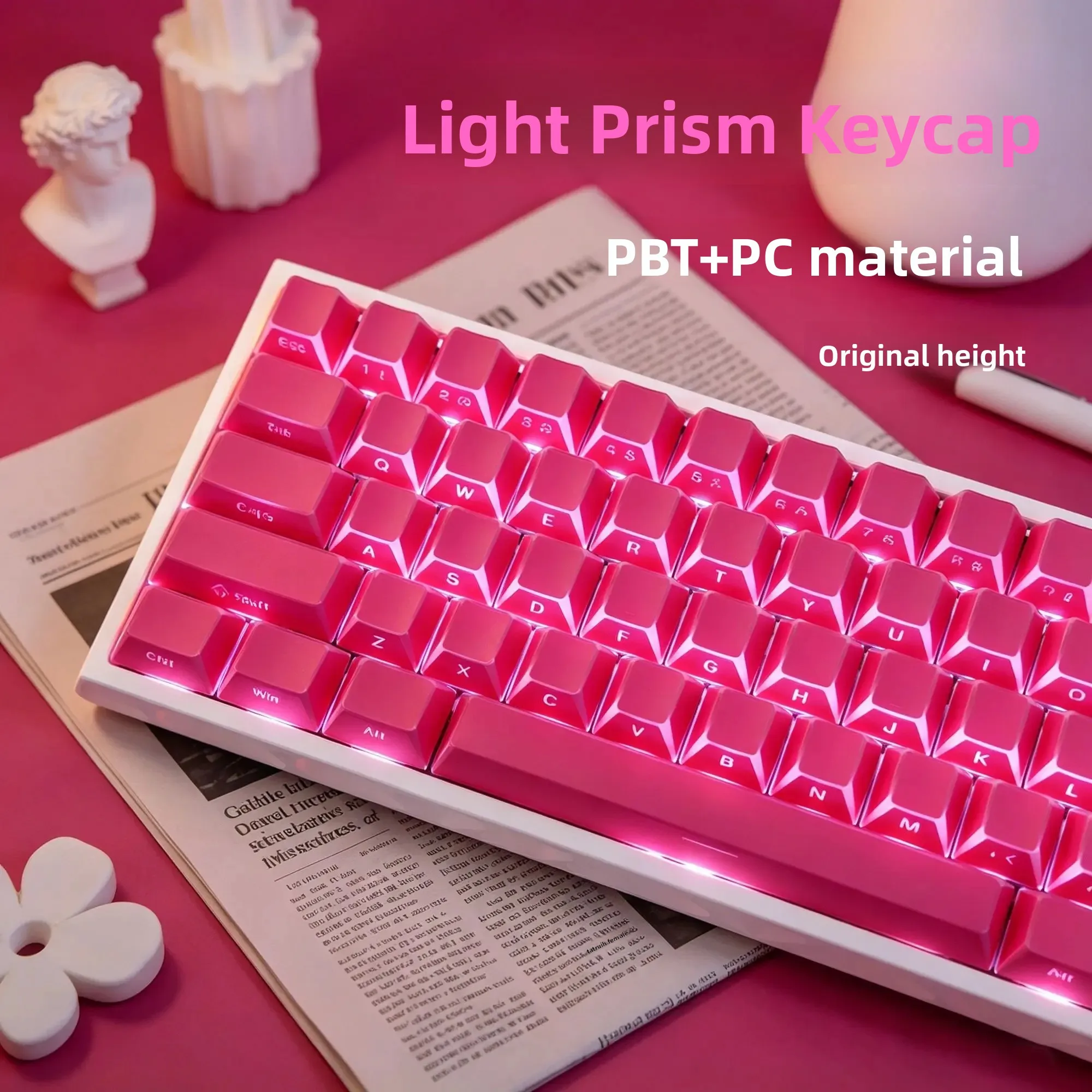 Prism Shadow Shine-Through Keycaps PBT+PC 132-Key Full Set for AULA MCHOSE Mad Catz Wooting Mechanical Keyboards