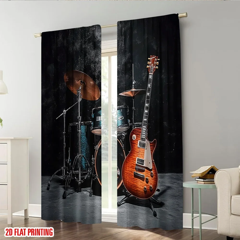 2 قطعة 2D ستارة الطباعة المسطحة أداة الغيتار طبل الفرقة البوليستر بدون كهرباء 0 استخدام لحفلات غرفة المدخل