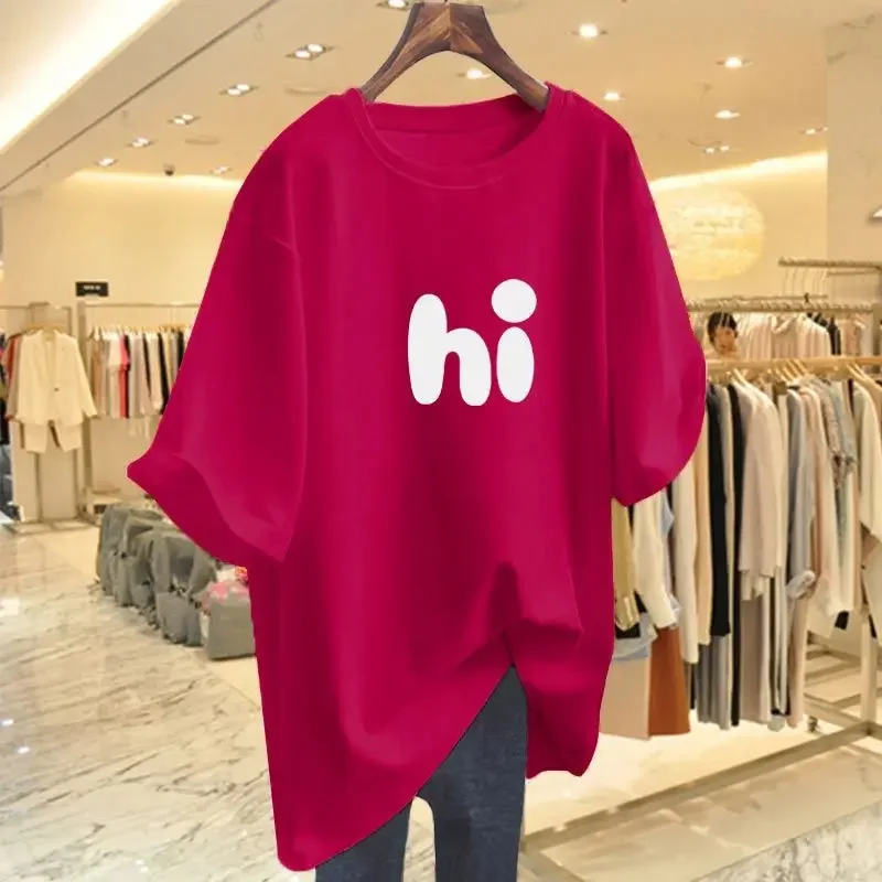 Women Clothing All Cotton Printed T-shirt Summer Short Sleeve Basic Tees Female Casual Simple Fashion Pullovers