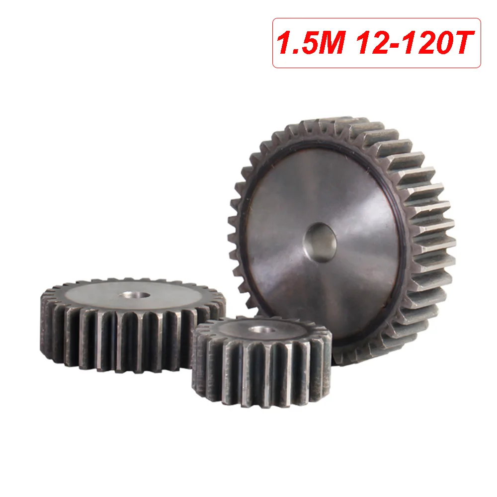 

45# Steel 44/45/46/47/48/49/50/51/52/53/54/55/56T-58 Teeth 1.5 Mod Spur Gear 1.5M Pinion Gear 1.5 Motor Transmission Accessories