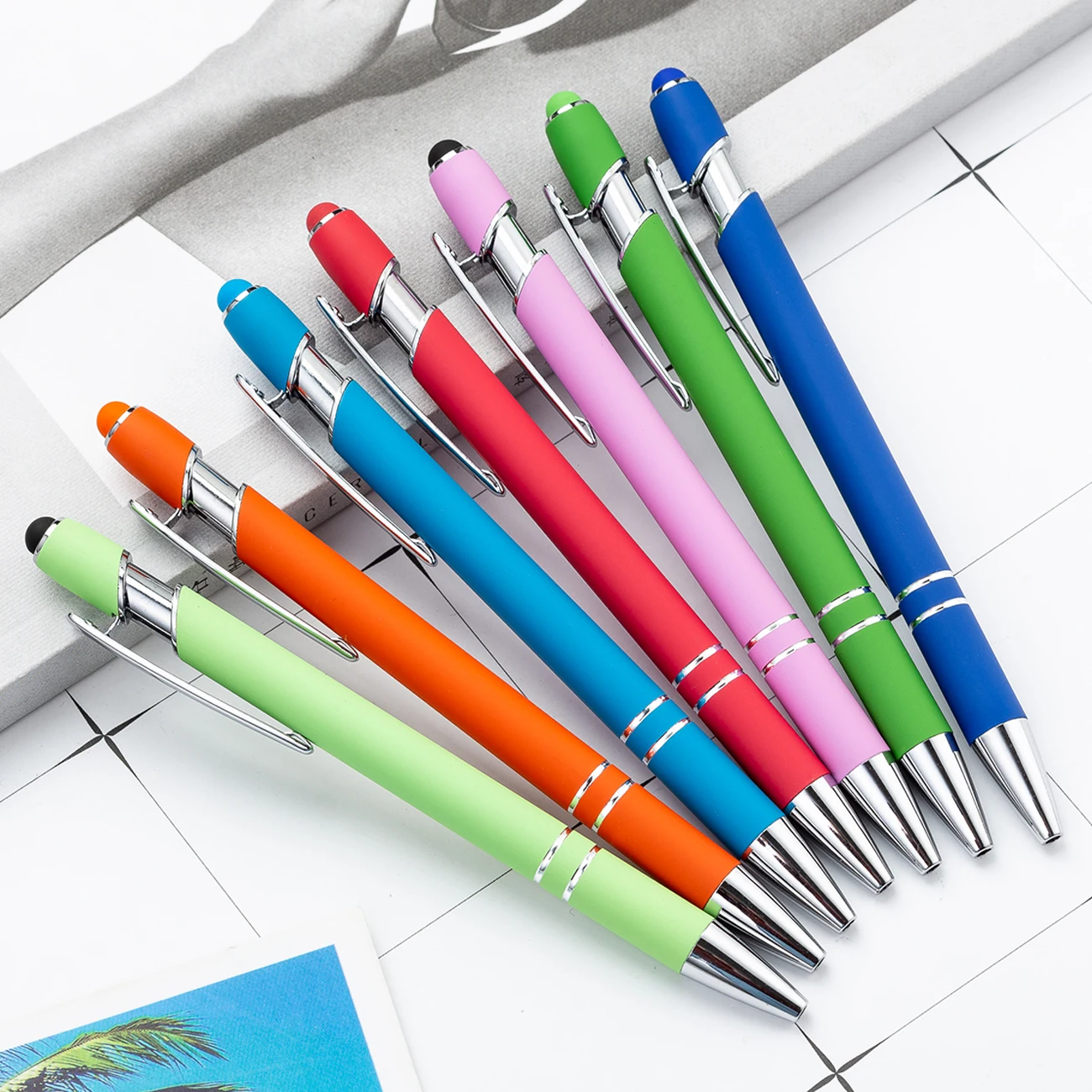 Universal 2 in1 Stylus Pen with Ballpoint Pen for Mobile Tablet for iPhone Android Drawing Tablet Capacitive Touch Screen Pencil