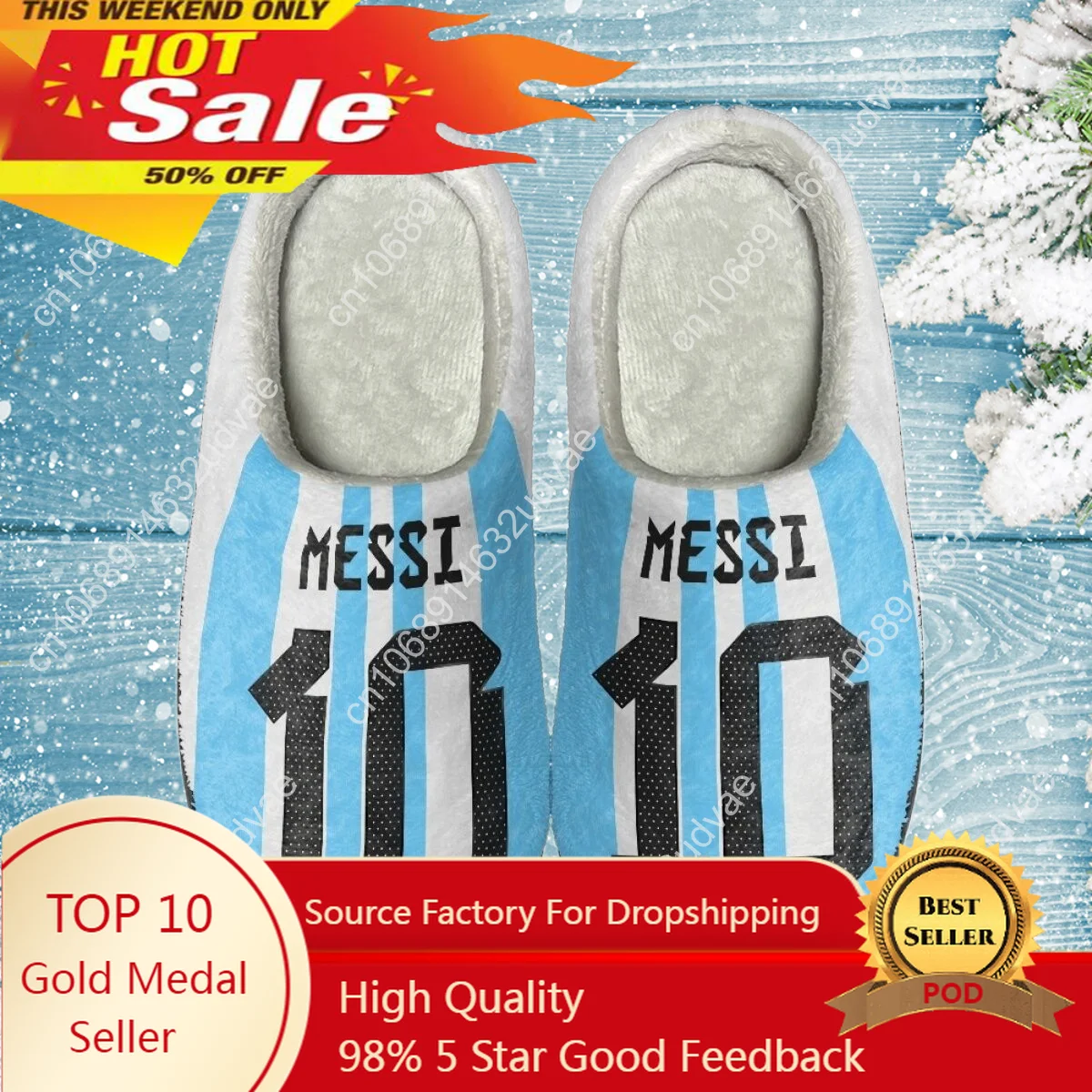 

Unisex Cotton Slipper Argentina Messi Design Home Slides for Women Mens Infoor Soft-soled Flat Shoes chaussure femme