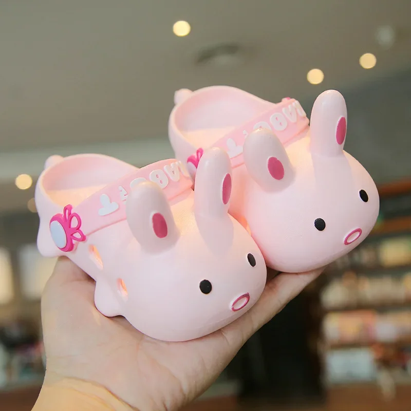 Children's Slippers Parent-child Home Cartoon Rabbit Toe-cap Slipper Baby and Mother Outdoor Beach Sandals Kid's Garden Shoes