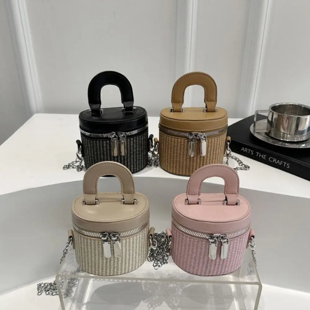 

Fashion PU Leahter Shoulder Bag Solid Color Mini Crossbody Bag Metal Chain Lipstick Bag Women