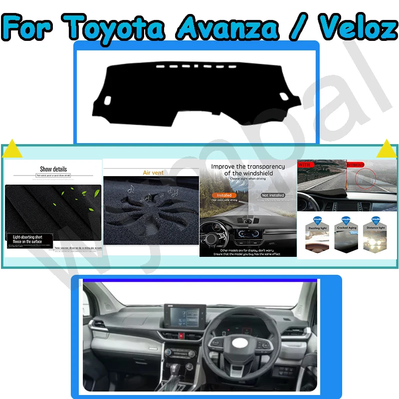 

Коврик для приборной панели Toyota Avanza/Veloz 2021 2022 2023 2024 2025, избегайте световой коврика, чехол с защитой от УФ-лучей, аксессуары для ковров