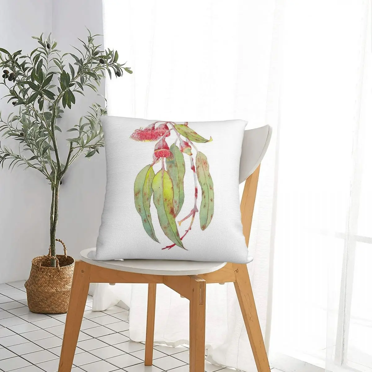 Federa quadrata con fiori in argento principessa eucalipto acquerello federa per cuscino comfort cuscino per auto domestica