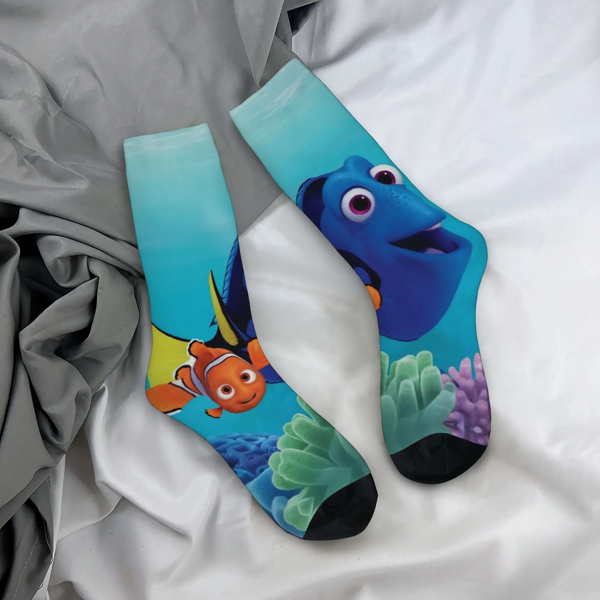 Finding Dorys Nemos Sea Fish Socks Men's Women's Polyester Socks Harajuku Spring Summer Autumn Winter Middle Tube Socks Gift