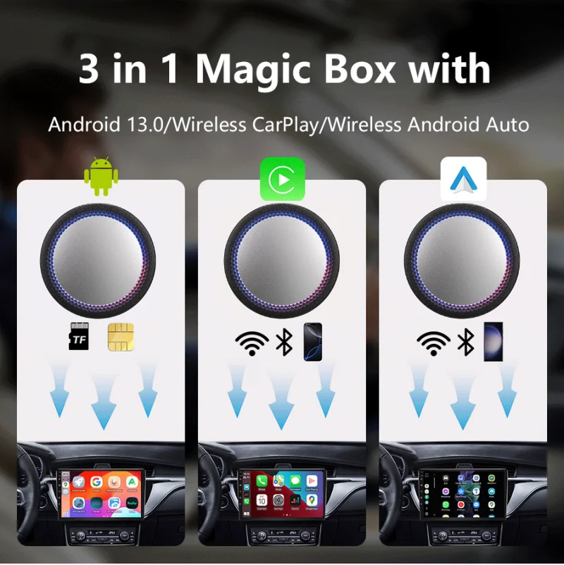 CarPlay Android Auto Play Ai Smart Box Wired to Wireless Auto USB WIFI Adapter For Youtube Netflix Mazda Box Plug GT5S view 5