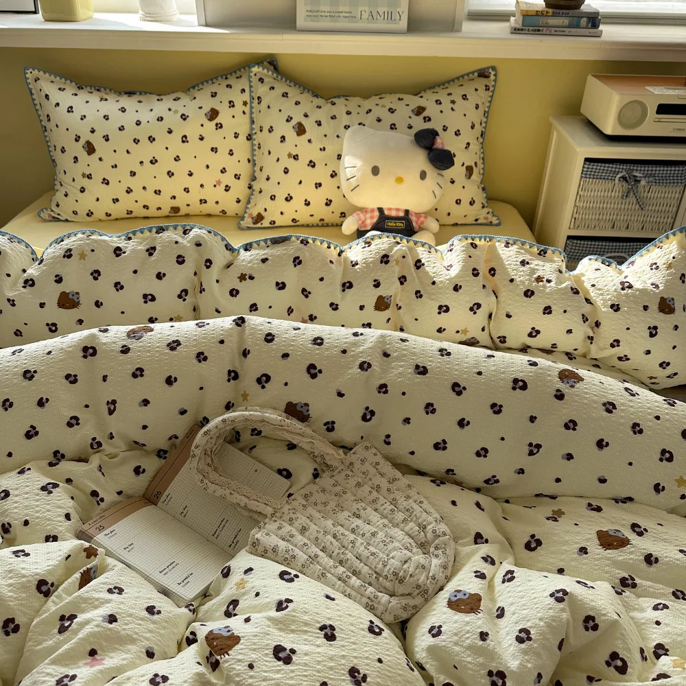 Pure Cotton 4 Piece Bed Sheet Set Dormitory Bedding Twin Full Queen King Size Soft Breathable