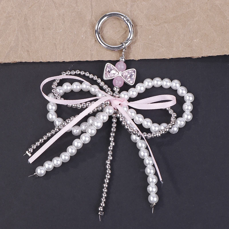 Cute Bow Pearl Phone Pendant Chain Charm Strap Phone Accessories For Phone Camera Bag Keychain