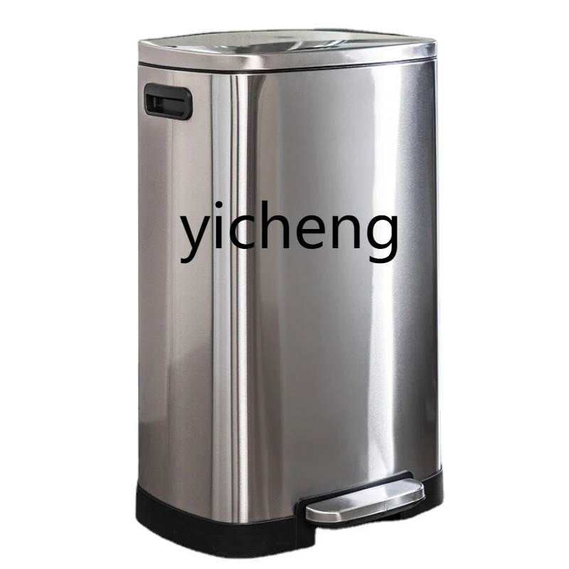 

YY Household Stainless Steel Trash Can 30L Kitchen Large Pedal Living Room