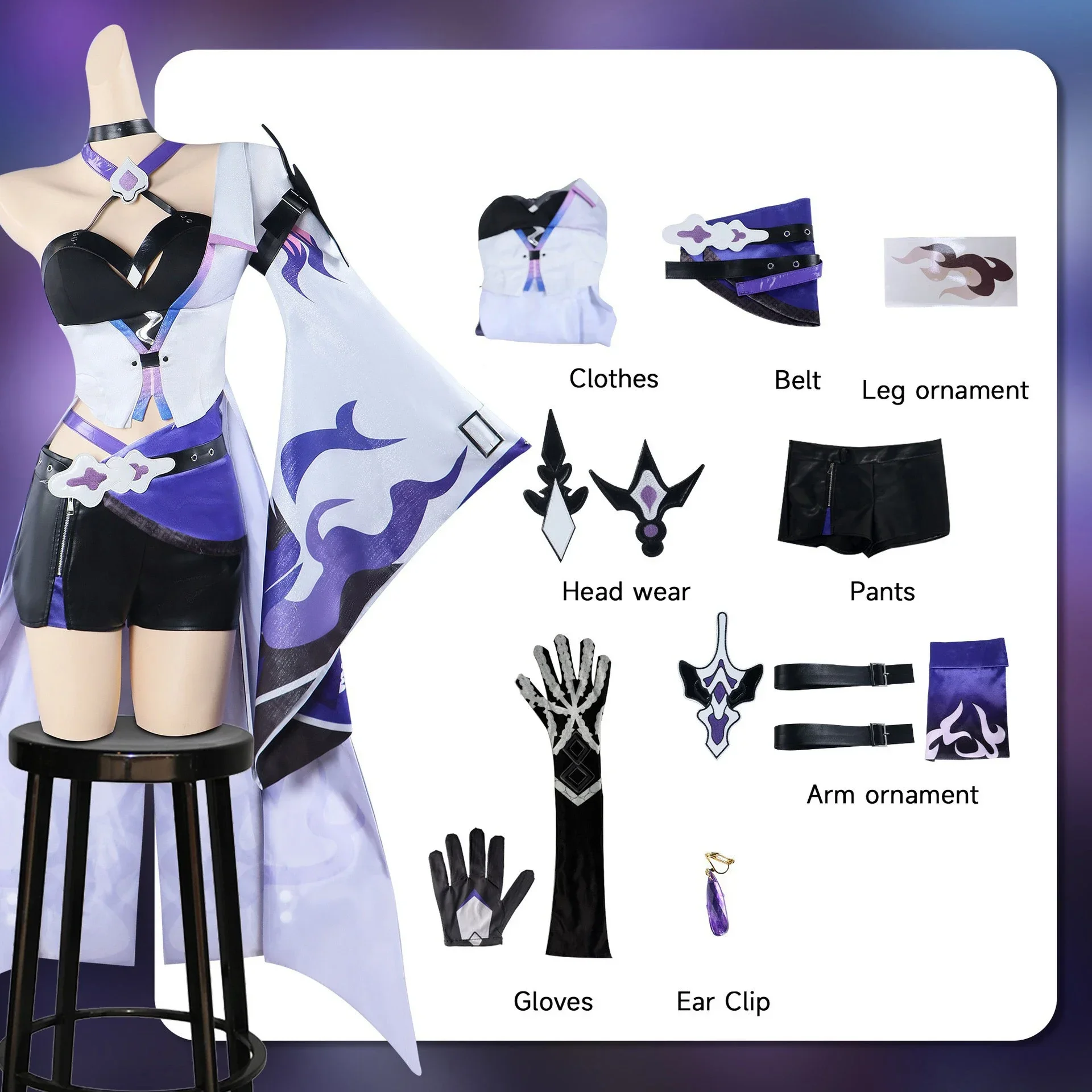 Jeu Honkai Star Rail Raiden Bosenmori Mei Cosplay Costume, Acheron, Adulte, Femme, Uniforme Trempé, Tenue d'Halloween, Performance de ix