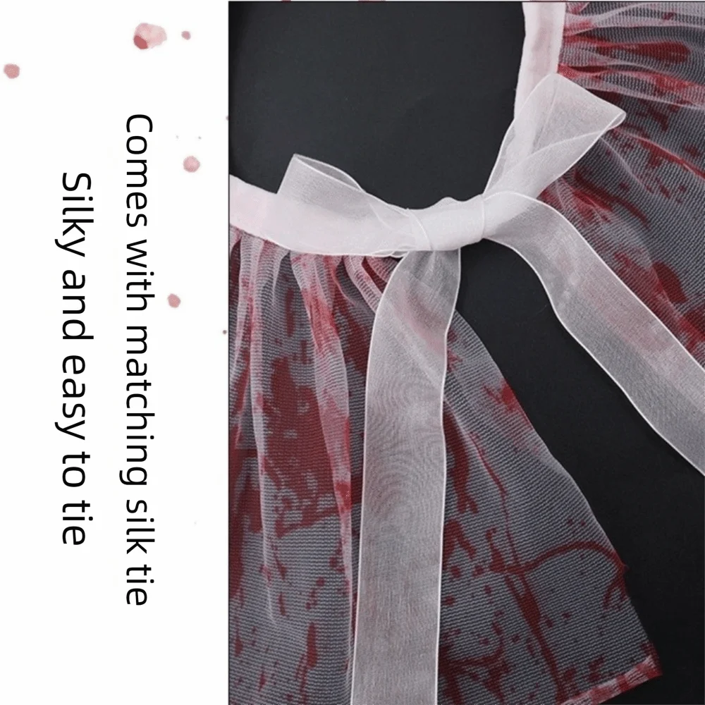 Elastic Lace Blood Colored Dress Up Set Pleated Ruffles Detachable Fake Blood Costume Kit Sensory Stimulation