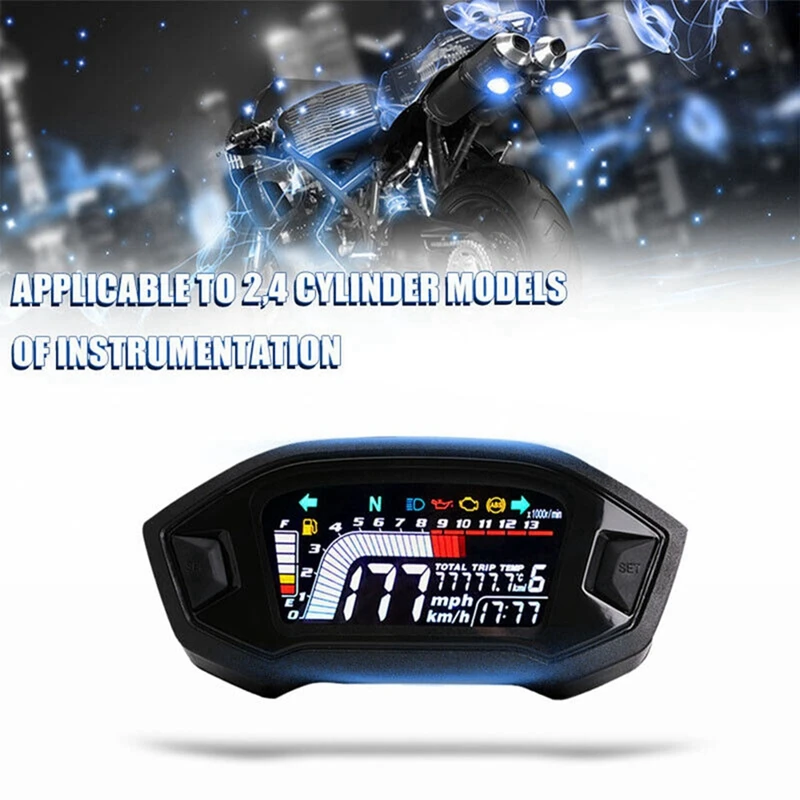 Motorcycle LCD Digital Odometer LED Speedometer Universal For 2, 4 Cylinder Model Motorcycle Supplies Accessories