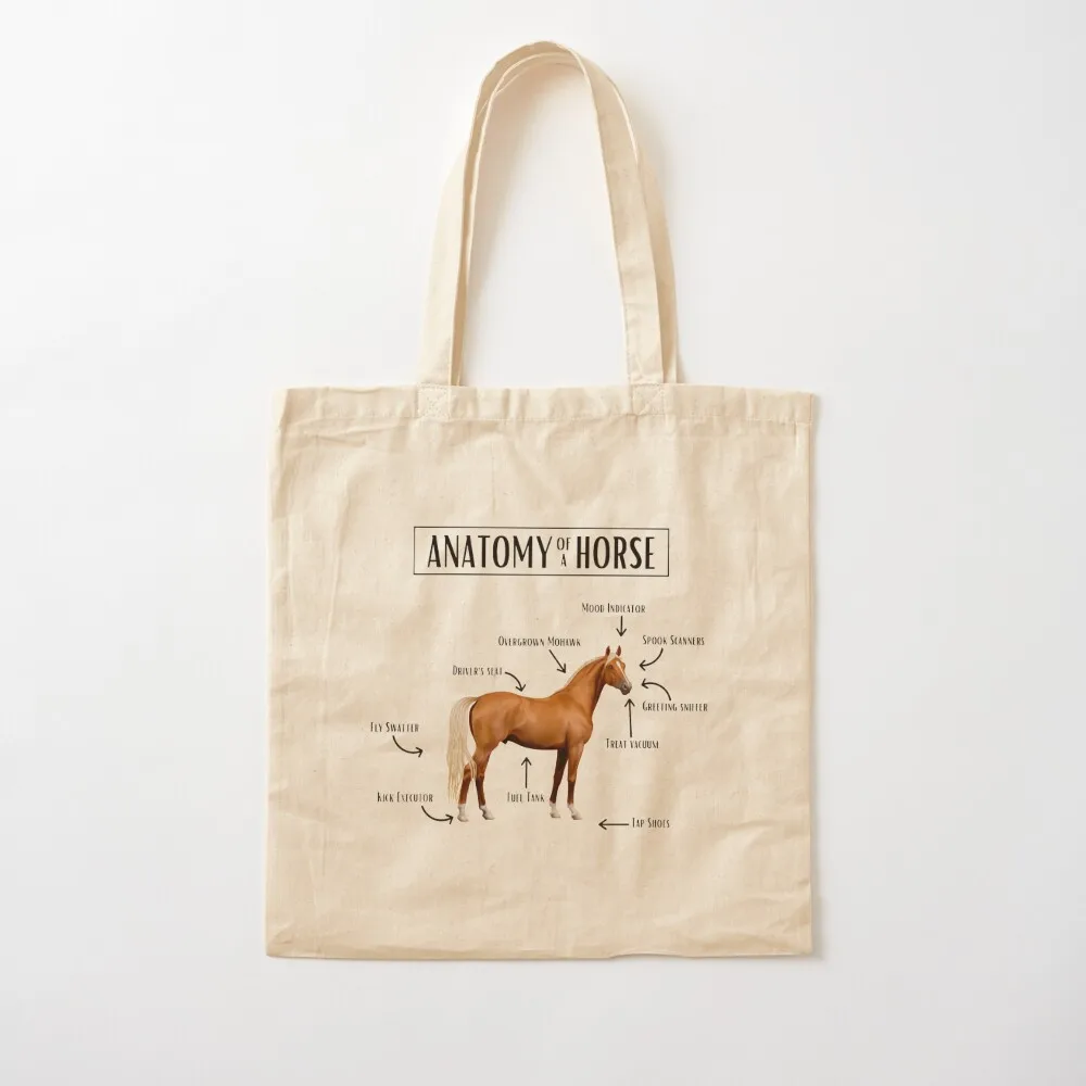 Anatomy of a horse Tote Bag Canvas custom fabric bag Beach bag Reusable bags