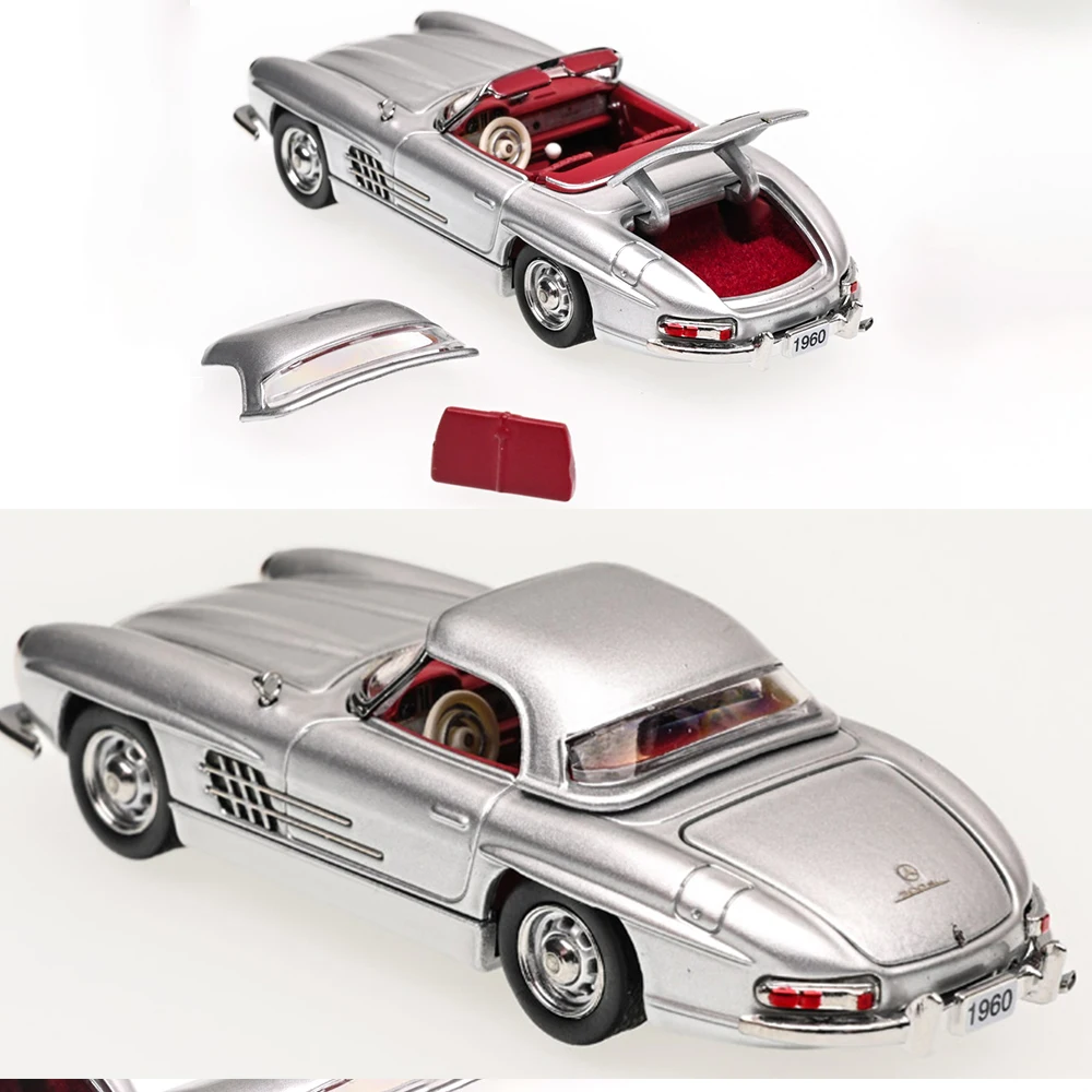 1:64 Diecast Mercedes-Benz 300SL Convertible Classic Car 1/64 FrontRear Convertible Metal Chassis Soft Top/hard Top Sports Car