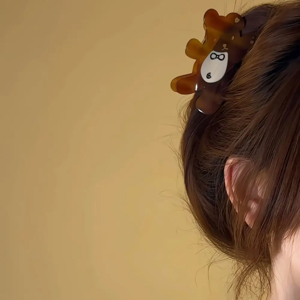 

Lovely Korean Style Cartoon Bear Shark Clip Kawaii Swwet Acetic Acid Carb Clip Bow Creative Small Hair Claw Daily