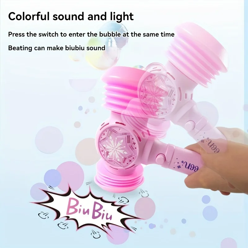 Little Powder Hammer Bubble Machine Princess Luminous Children\'s Handheld Fairy Electric Bubble Blowing Girl Magic Stick Toy Bir