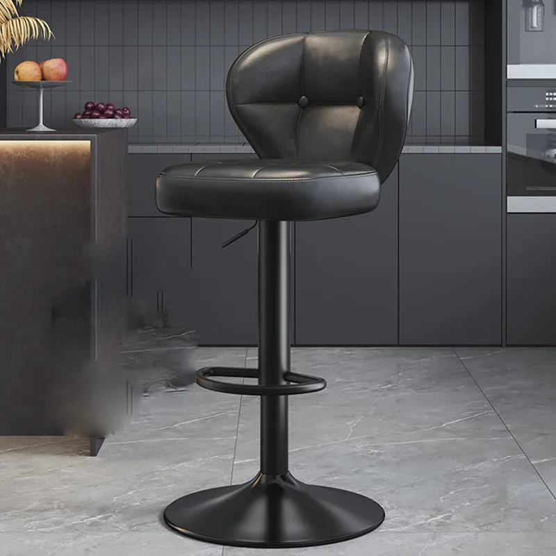 الجلود الفاخرة مصمم بار البراز الحد الأدنى الشمال مكافحة الألعاب كراسي بار مع الظهر مريحة Cadeira الأثاث العصري #5