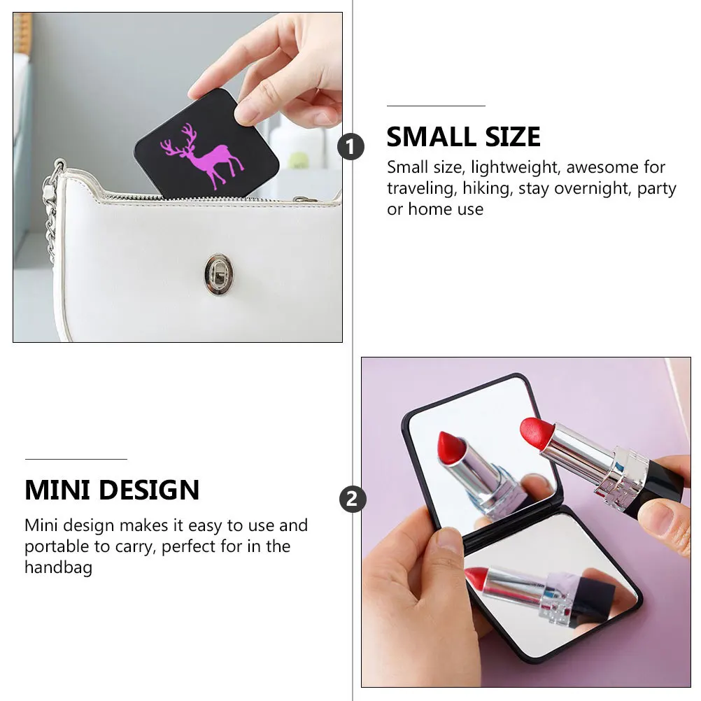 กระจกแต่งหน้าขนาดกะทัดรัด 4 ชิ้น กระจกขนาดเล็กสำหรับการเดินทาง เดินป่า งานปาร์ตี้ ใช้ในบ้าน พื้นผิวความละเอียดสูง สวยงาม