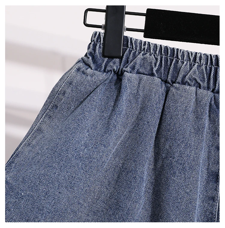 AOSSVIAO 2026 Sommer Damen Baumwoll-Denim-Shorts Figurformend Elastischer Bund Locker Weites Bein Dünne Schlitz-Jeans Freizeithose – Detail 11