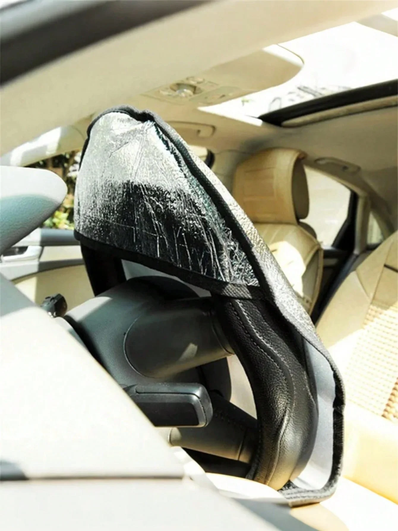 Солнцезащитный козырек на руль автомобиля — летняя теплоизоляция и защитный козырек от ультрафиолета, фольга и пузырьковый материал, серебряный отражатель