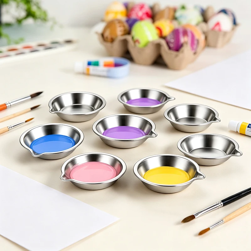 6/12PCS Metal Paint Palette Tray with Lip for Oil Acrylic Watercolor Gouache Color Mixing Art Painting Tools Nail Art Supply ZYF