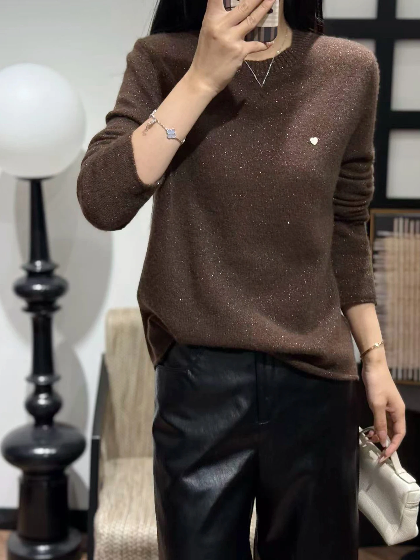 

Универсальный круглый свитер Ne Camere с сердечком, свободный вязаный зимний удобный женский топ в Корейском стиле