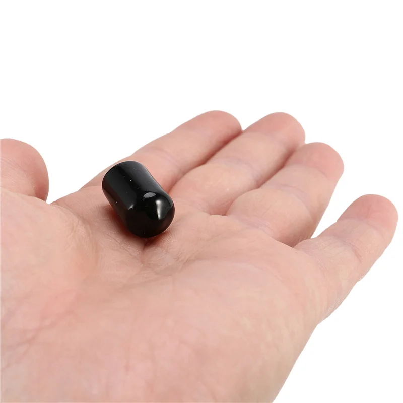 

AB41-200Pcs Rubber End Caps 9.5Mm ID PVC Round Tube Bolt Cap Cover Screw Thread Protectors Black