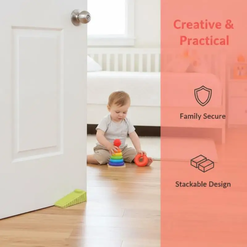 Easy to Store Stackable Silicone Door Stop Wedge Anti-Collision Non-Marking Doorstopper for Home Office