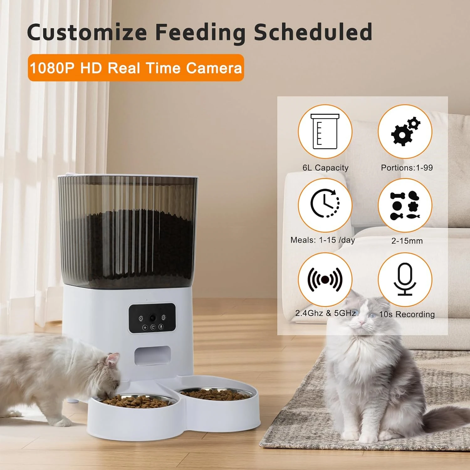 Automatic Pet Feeder Smart Cat Food Kibble Dispenser Remote Control APP network timed quantitative cat dog Feeder Double Bowl