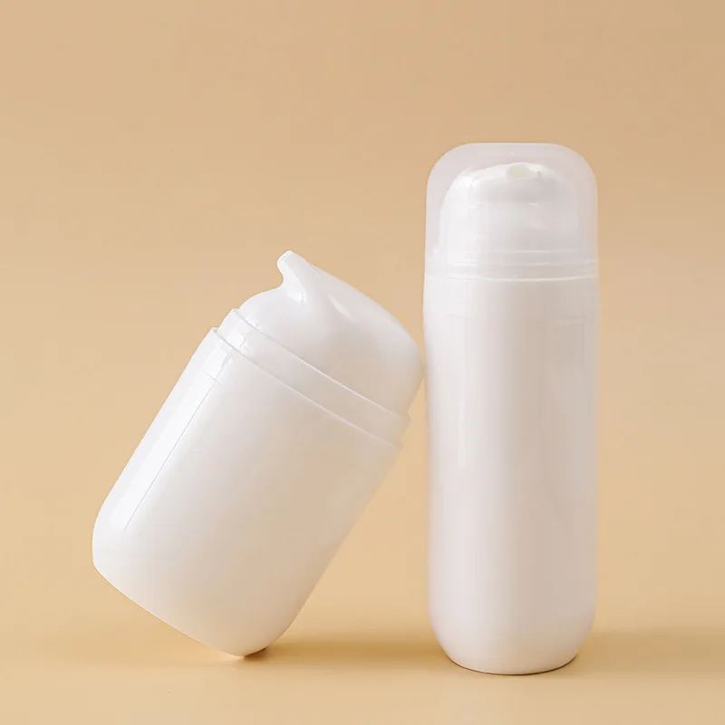 50pcs 50ml 100ml Plastic Travel Bottles Cream Refillable Bottle White Airless Pump Emulsion Vacuum Lotion Bottle