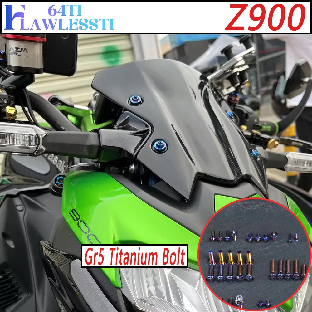 FLAWLESSTI Gr5 Titanium Bolts Windshield Fender Front Cover Brake Disc Caliper Brake Clutch Bolts For Kawasaki Z900 ABS