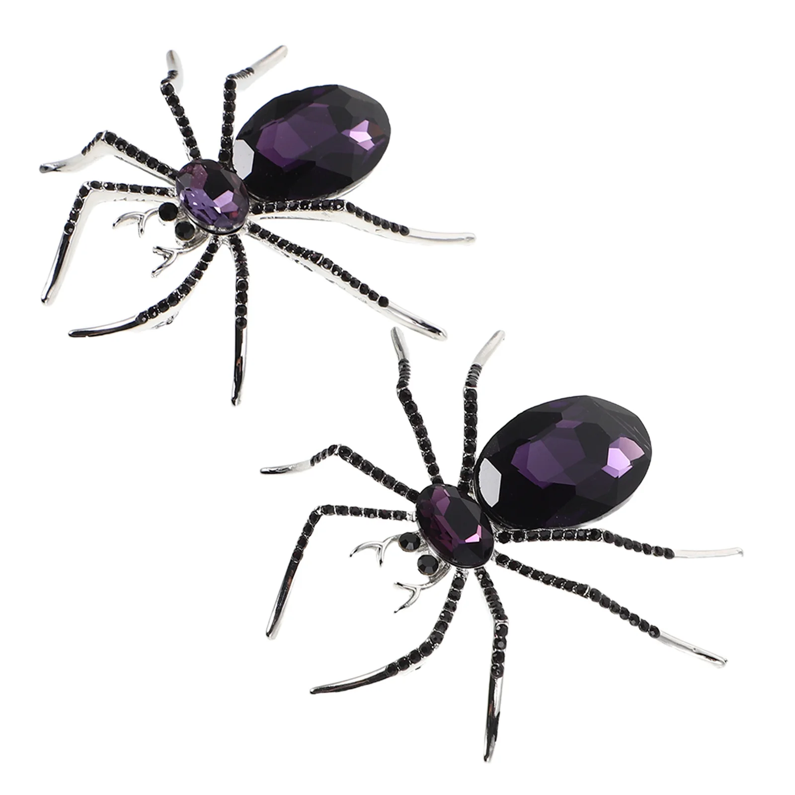 

2Pcs Vintage Rhinestone Spider Brooch Crystal Halloween Jewelry Bling Lapel Pin Badge Decoration for Coat Suit